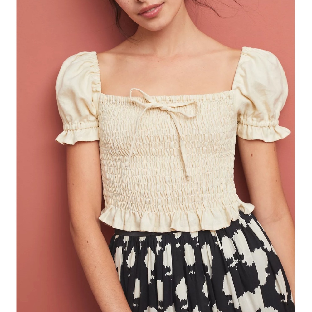Faithfull the brand Chopin Blouse in pale yellow 100% linen - L